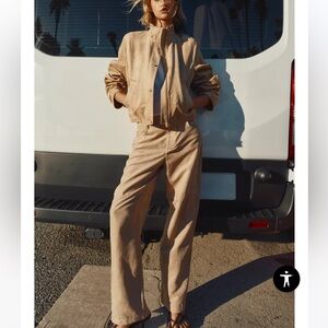 Zara Tan Straight Leg Pants